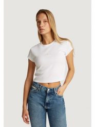 Calvin Klein Jeans T-Shirt LV047AB802 Biały Regular Fit. Białe t-shirty Calvin Klein Jeans, xl, bez wzorów, z bawełny, bez kołnierzyka, bez ramiączek. Za 149.99 zł.