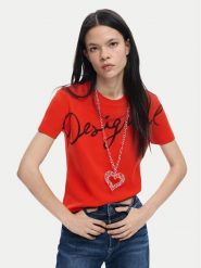 Desigual T-Shirt Florencia 26SWTK07 Czerwony Regular Fit. Czerwone t-shirty Desigual, m, bez wzorów, z bawełny, bez kołnierzyka, bez ramiączek. Za 149.99 zł.