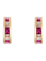 OR ÉCLAT Złote kolczyki-półkreole "Redarc" z cyrkoniami i rubinami rozmiar: onesize. Żółte kolczyki Or Éclat, z cyrkonią, złote. Za 434.99 zł.