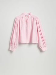 Koszula z modalu - pastelowy róż. Czerwone koszule Reserved, l, bez wzorów, bez kołnierzyka, bez ramiączek. Za 129.99 zł.
