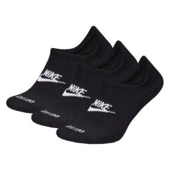 Skarpety Unisex Dla Dorosłych Everyday Plus Z Amortyzacją (zestaw 3 Sztuk). Czarne skarpetki Nike, bez wzorów. Za 107.99 zł.