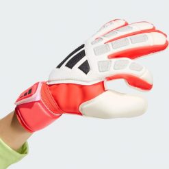 Rękawice Bramkarskie Predator Match Fingersave Junior. Białe rękawiczki adidas, bez wzorów, sportowe. Za 199.00 zł.