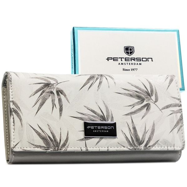Elegancki, biały portfel damski ze skóry ekologicznej i naturalnej z systemem RFID PTN PX24-1-NPK Peterson. Białe portfele bez wzorów, ze skóry ekologicznej. Za 119.99 zł.