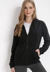 Czarna Bluza z Kapturem Zapinana na Suwak Argis. Czarne bluzy Born2be, l, bez wzorów, z dzianiny, klasyczne, bez ramiączek, z kapturem. Za 49.99 zł.