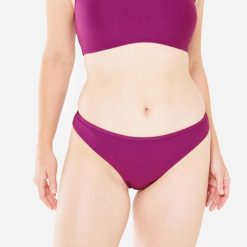 Dół kostiumu kąpielowego surfingowego damski Olaian Lulu teksturowany. Fioletowe bikini OLAIAN, bez wzorów, z elastanu, sportowe. Za 39.99 zł.