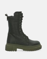 SKÓRZANE WORKERY DAMSKIE 3005 GREEN. Zielone botki Venezia, bez wzorów, ze skóry, bez obcasa, bez zapięcia. Za 299.00 zł.