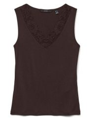 Vero Moda Top w kolorze brązowym rozmiar: XS. Brązowe topy Vero Moda, xs, bez wzorów, z koronki, bez kołnierzyka, bez ramiączek. Za 55.95 zł.