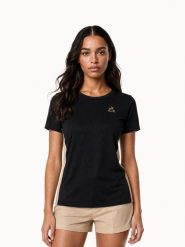 Koszulka damska Le Coq Sportif Noel. Czarne t-shirty sportowe Le Coq Sportif, m, bez wzorów, z materiału, bez ramiączek. Za 212.00 zł.