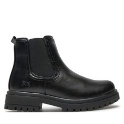 Botki Mjuka. Czarne botki Mjuka, bez wzorów, bez obcasa, na płaskiej podeszwie, bez zapięcia. Za 219.99 zł.