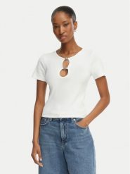 HUGO T-Shirt Diheart 50562071 Biały Slim Fit. Białe t-shirty Hugo, xxl, bez wzorów, z bawełny, bez kołnierzyka, bez ramiączek. Za 279.99 zł.