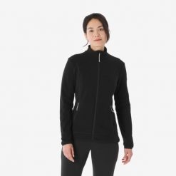 Polar turystyczny damski Quechua MH100 zamek. Czarne bluzy z polaru QUECHUA, m, bez wzorów, z materiału, trekkingowe. Za 69.99 zł.