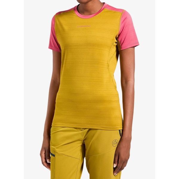 Koszulka szybkoschnąca damska La Sportiva Sunfire T-Shirt. Żółte t-shirty sportowe La Sportiva, bez wzorów, bez ramiączek. Za 192.99 zł.