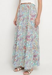 Zielona Rozkloszowana Spódnica z Wysokim Stanem ze Wzorem Paisley Nevrisa. Zielone spódnice Born2be, na co dzień, l, bez wzorów, eleganckie, maxi, proste. W wyprzedaży za 38.24 zł.