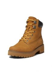 Trapery damskie, Timberland Carnaby Cool 6 In Boot. Brązowe traperki Timberland, bez wzorów, z materiału, sportowe, bez obcasa, bez zapięcia. Za 549.99 zł.