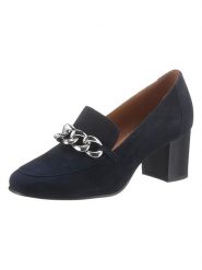 Heine Skórzane czółenka w kolorze granatowym rozmiar: 41. Niebieskie czółenka Heine, bez wzorów, ze skóry, klasyczne, bez obcasa, bez zapięcia. Za 173.99 zł.