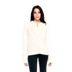 Leone 1947 Damen Winter-Bluza aus geflochtenem Stoff,Kapuze,Reißverschluss. Białe bluzy LEONE 1947 APPAREL, bez wzorów, z poliesteru, sportowe, bez ramiączek, bez kaptura. W wyprzedaży za 176.82 zł.