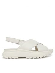 Clarks Sandały DashLite Wish 26186583 Biały. Białe sandały Clarks, bez wzorów, ze skóry, bez obcasa, na płaskiej podeszwie, bez zapięcia. Za 389.99 zł.