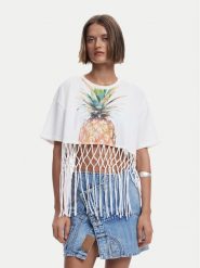 Desigual T-Shirt 25SWTKAN Écru Regular Fit. T-shirty Desigual, xs, bez wzorów, z bawełny, bez kołnierzyka, bez ramiączek. Za 199.99 zł.