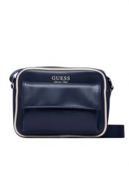 Guess Torebka V6YZ04 W3009 Granatowy. Niebieskie listonoszki Guess, z aplikacjami, ze skóry, bez dodatków. Za 294.99 zł.