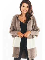 Awama Kardigan w kolorze beżowo-kremowym rozmiar: onesize. Brązowe swetry Awama, bez wzorów, bez ramiączek. Za 228.45 zł.