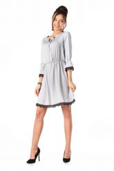Szara Sukienka w Stylu Boho z Koronkową Wypustką. Szare sukienki Merribel, l, bez wzorów, z koronki, boho, bez kołnierzyka, bez ramiączek. Za 109.90 zł.