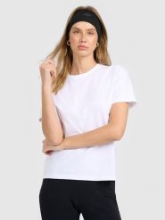 4F T-shirt regular gładki damski - biały M. Białe t-shirty 4f, m, bez wzorów, z materiału, klasyczne, bez kołnierzyka, bez ramiączek. Za 49.99 zł.