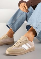 Ciemnobeżowe Sneakersy Typu Kultowe Tenisówki na Półtransparentnej Podeszwie Ulinera. Brązowe trampki Born2be, bez wzorów, z jeansu, bez zapięcia. W wyprzedaży za 76.49 zł.