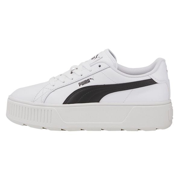 Buty damskie trampki Puma KARMEN. Białe trampki Puma, bez wzorów, z materiału, eleganckie, bez zapięcia. Za 195.00 zł.