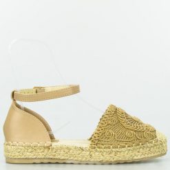 Espadryle sandały na plecionej platformie khaki-39. Brązowe sandały Inna, z aplikacjami, bez obcasa, na platformie, bez zapięcia. W wyprzedaży za 85.64 zł.