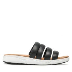 Klapki Caprice. Czarne klapki Caprice, bez wzorów, bez obcasa, bez zapięcia. Za 229.99 zł.