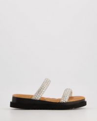 KLAPKI DAMSKIE 01372714 SILVER. Szare klapki Venezia, bez wzorów, ze skóry, bez obcasa, bez zapięcia. Za 239.00 zł.
