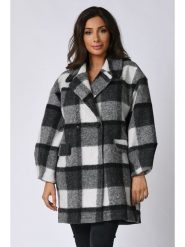 Plus Size Company Kurtka wełniana "Eden" w kolorze czarno-białym rozmiar: 52/54. Czarne kurtki Plus Size Company, plus size, bez wzorów, z wełny, klasyczne, bez kaptura. Za 138.21 zł.