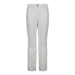 Spodnie narciarskie dla kobiet CMP. Białe spodnie narciarskie CMP, bez wzorów, narciarskie. W wyprzedaży za 284.99 zł.