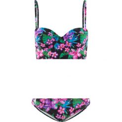 Bikini na fiszbinach (2 części) bonprix czarno-jasnoróżowo-turkusowy wzorzysty. Bikini marki 4f. Za 109.99 zł.