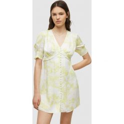 AllSaints sukienka kolor żółty mini rozkloszowana. Żółte sukienki AllSaints, bez wzorów, z tkaniny, bez kołnierzyka, bez ramiączek, mini, rozkloszowane. W wyprzedaży za 659.99 zł.