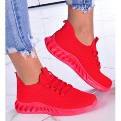 Pantofelek24 Wsuwane czerwone buty sportowe /E1-3 11873 T391/ 36. Czerwone buty sportowe lifestyle Pantofelek24, bez wzorów, sportowe, bez zapięcia. Za 69.90 zł.
