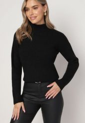 Czarny Golf z Długim Rękawem Diuzze. Czarne swetry Born2be, m, bez wzorów, z dzianiny, bez ramiączek. W wyprzedaży za 76.49 zł.