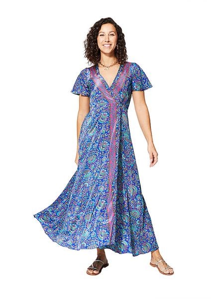 Aller Simplement Sukienka w kolorze niebiesko-fioletowym rozmiar: 42. Niebieskie sukienki Aller Simplement, bez wzorów, klasyczne, bez kołnierzyka, bez ramiączek, maxi. Za 87.61 zł.