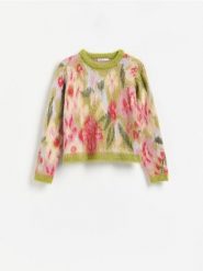 Sweter z domieszką wełny - zielony. Zielone swetry Reserved, l, bez wzorów, z dzianiny, bez ramiączek. Za 159.99 zł.