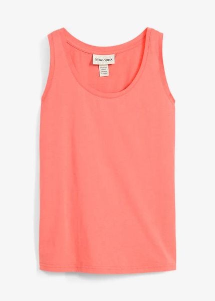 Tank top z dodatkiem jedwabiu. Czerwone topy bonprix, bez wzorów, bez kołnierzyka, bez ramiączek. Za 54.99 zł.