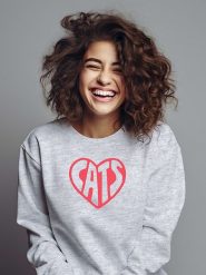WOOOP Bluza "Heart Cats" w kolorze jasnoszarym rozmiar: XL. Szare bluzy Wooop, xl, bez wzorów, z bawełny, bez kaptura. Za 101.47 zł.
