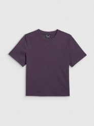 4F T-shirt regular gładki damski - fioletowy XL. Fioletowe t-shirty 4f, uniwersalny, bez wzorów, z bawełny, bez kołnierzyka, bez ramiączek. Za 69.99 zł.