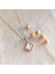 Atelier MIU Pozłacany naszyjnik z zawieszką - dł. 42 cm rozmiar: onesize. Białe naszyjniki atelier MIU, z materiału, z perłą, pozłacane. Za 78.84 zł.