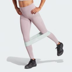 Legginsy Optime Full-Length. Brązowe legginsy adidas, bez wzorów, z materiału. Za 279.00 zł.