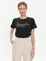 Aeronautica Militare T-Shirt 241TS2233DJ510 Czarny Regular Fit. Czarne t-shirty Aeronautica Militare, s, bez wzorów, z bawełny, bez kołnierzyka, bez ramiączek. Za 199.99 zł.