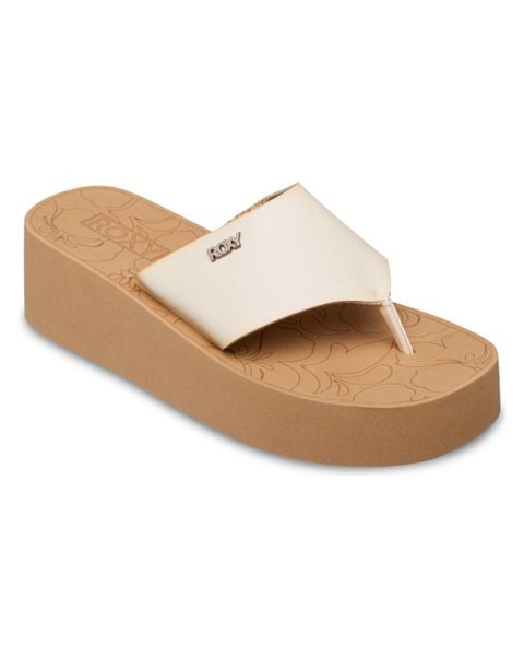 Sandały dla Kobiety SUNSET DREAMS Biały. Białe sandały Roxy, bez wzorów, z materiału, bez obcasa, bez zapięcia. Za 169.99 zł.