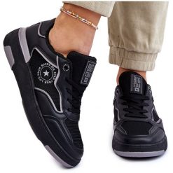 Damskie Sportowe Buty Big Star LL274443 Czarno-Szare czarne. Czarne buty treningowe bez wzorów, z gumy, bez zapięcia, trekkingowe. Za 244.76 zł.