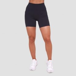 Szorty damskie fitness slim z kieszeniami czarne Ignite. Czarne szorty sportowe GYMBEAM, bez wzorów, z elastanu, do biegania. Za 85.90 zł.
