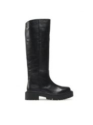 Simple Kozaki SL-18-02-000051 Czarny. Czarne kozaki Simple, bez wzorów, ze skóry, bez obcasa, na płaskiej podeszwie, bez zapięcia. Za 639.00 zł.