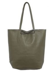 Zwillingsherz Skórzany shopper bag w kolorze oliwkowym - 40 x 45 cm rozmiar: onesize. Brązowe shopper bag Zwillingsherz, bez wzorów, z materiału, na ramię, bez dodatków. Za 232.78 zł.
